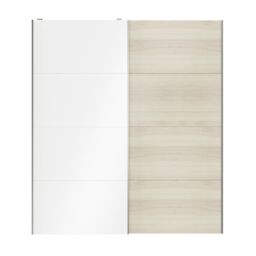 GoodHome Atomia Contemporary Panelled Without Mirror Doors White Oak Effect High Gloss 2 Door Sliding Wardrobe Door Kit (H)2250mm (W)2000mm - thumbnail 2