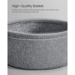 Round Side Table With Slate Grey Fabric Basket - thumbnail 5