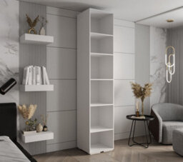 Arte Elegant White Inova 3 Hinged Door Wardrobe W500mm H2370mm D470mm - Compact Storage With Gold Vertical Handle - thumbnail 4
