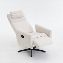 Matteo Chenille Fabric Recliner Chair With Padded Seat & Footrest - Beige - thumbnail 3