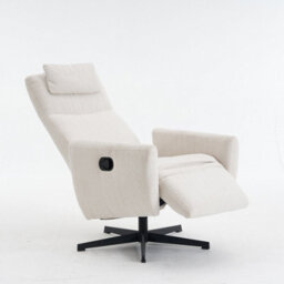 Matteo Chenille Fabric Recliner Chair With Padded Seat & Footrest - Beige - thumbnail 4
