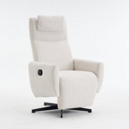 Matteo Chenille Fabric Recliner Chair With Padded Seat & Footrest - Beige - thumbnail 1