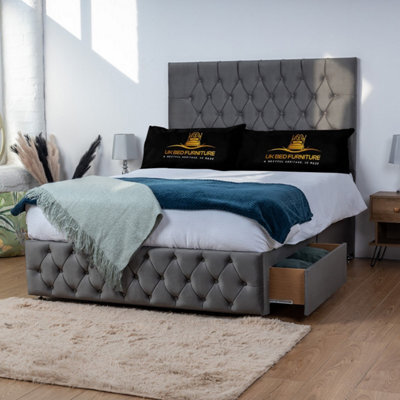 UKBEDFURNITURE Monaco Steel Plush Divan Bed With 2 Foot End Drawers & 26 Inch Headboard - image 1