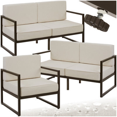 Tectake Garden Furniture Comosa - For 5 People, Xxl Padding, 2 Sofas, 1 Armchair - Brown/beige - 1 - image 1