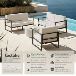 Tectake Garden Furniture Comosa - For 5 People, Xxl Padding, 2 Sofas, 1 Armchair - Brown/beige - 1 - thumbnail 2