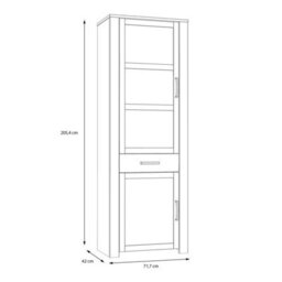 Wyld Haus Bramblecroft Grey And Natural Oak Tall Narrow Display Cabinet 1 Door 1 Drawer - thumbnail 6