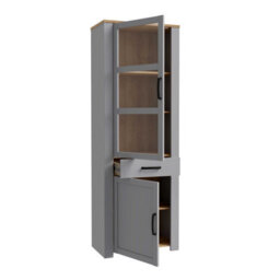 Wyld Haus Bramblecroft Grey And Natural Oak Tall Narrow Display Cabinet 1 Door 1 Drawer - thumbnail 4