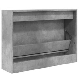 Berkfield Shoe Cabinet Concrete Grey 80X21X57 Cm Engineered Wood - thumbnail 7