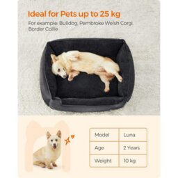 Songmics Large Dog Sofa Bed, Linen-Look Pet Cushion With Raised Borders, Washable Cover, Medium Dog Size, Dark Grey - thumbnail 7