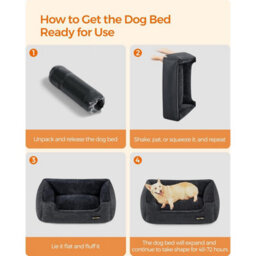 Songmics Large Dog Sofa Bed, Linen-Look Pet Cushion With Raised Borders, Washable Cover, Medium Dog Size, Dark Grey - thumbnail 8