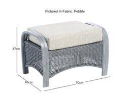 Desser Turin Grey Rattan Footstool Real Cane Natural Rattan Indoor Cushioned Footrest With Uk Sewn Cushion In Pebble Fabric - thumbnail 2