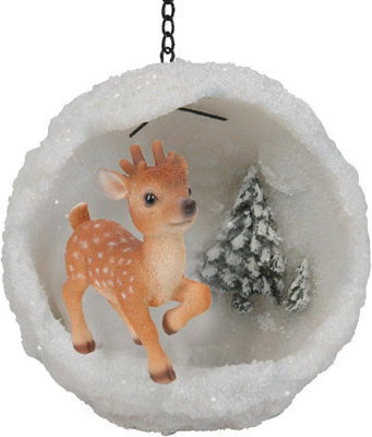 Vivid Arts Hanging Reindeer In A Snowball Christmas Ornament