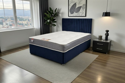 "Knight Sleep Ellis Charcoal Plush Bed Set With Mattress, 2 Drawers Same Side & 24""headboard 2Ft6 - Small Single"
