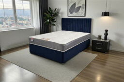 "Knight Sleep Ellis Charcoal Plush Bed Set With Mattress, 2 Drawers Same Side & 24""headboard 2Ft6 - Small Single"