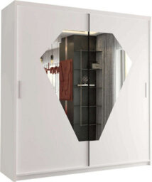 M N Furniture Ltd Wardrobe With Led Light Modern Sliding Wardrobe Unique Mirror Style Bedroom Cabinet-150Cm,203Cm (White,203Cm) - thumbnail 2