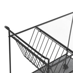 Wyld And Coco 70Cm Black Metal Kitchen Trolley With Tempered Glass Top And V-Shaped Shelf - thumbnail 5