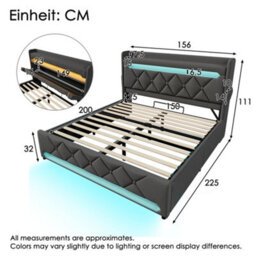 King Linen Hydraulic Storage Bed With Led & Usb-C - thumbnail 2