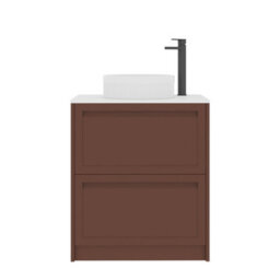 Royal Bathrooms Royal Bathroom Elmore 700mm Terracotta Clay Freestanding Bathroom Vanity Unit 2 Drawer Plain White Worktop With Round Basin - thumbnail 7