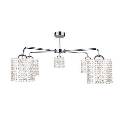 Luminosa Lighting Luminosa Diament Multi Arm Semi Flush Ceiling Light Silver, 60Cm, 5X E27