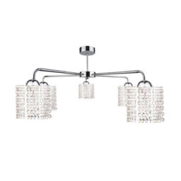 Luminosa Lighting Luminosa Diament Multi Arm Semi Flush Ceiling Light Silver, 60Cm, 5X E27
