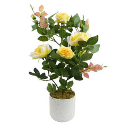 Leaf 50Cm Artificial Yellow Rose Plant