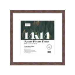 "14X14"" Walnut Picture Frame - 14X14"" Square Frame With 12X12"" Mount For 14X14""/12X12"" Pictures Moderrn Style Thin Edge, 1 Pack" - thumbnail 1
