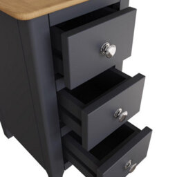 Fwstyle Taberno 3 Drawer Bedside Table Chest Of Drawers Graphite Blue (H) 58 (W) 34 (D) 35Cm - thumbnail 4