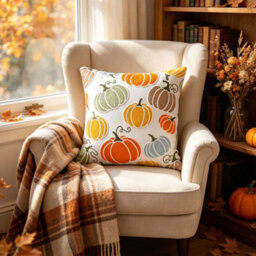 Amorly Embroidery Throw Pillow Cover, 45X45Cm Christmas Decorative Cushion Cover For Sofa Couch, No Pillow Insert - thumbnail 6