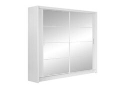 Arte Dakota 160Cm White Sliding Door Wardrobe - Mirrored Contemporary Storage With Shelves & Hanging Rail - thumbnail 2