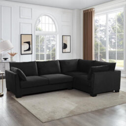 Home Detail Renns Corner Sofa, Right-Hand Facing With Footstool, Black Velvet - thumbnail 3