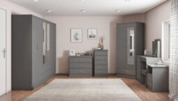 Seconique Nevada 6 Door 2 Drawer Mirrored Wardrobe In 3D Effect Grey Finish - thumbnail 7