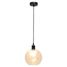 First Choice Lighting Set Of 2 Barnum - Clear Dimple Glass Globe Black Retro Pendants - thumbnail 3
