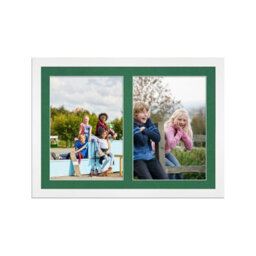 AK Frames 20X14 White Modern Multi Photo Frame With Emerald Mount - Holds 2 Apertures (2X) A4 Photos - thumbnail 1