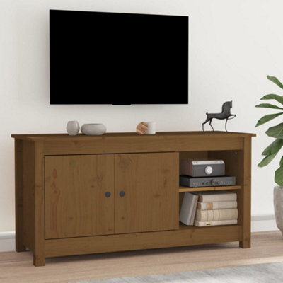 Berkfield Tv Cabinet Honey Brown 103X36.5X52 Cm Solid Wood Pine - image 1