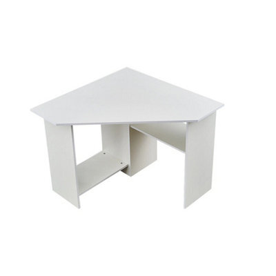 White Corner Computer Desk Pc Laptop Table Book Shelves Home Study Office - image 1