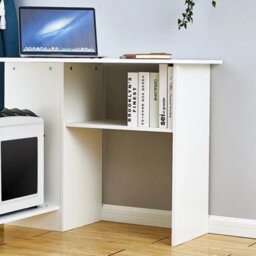 White Corner Computer Desk Pc Laptop Table Book Shelves Home Study Office - thumbnail 5