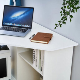 White Corner Computer Desk Pc Laptop Table Book Shelves Home Study Office - thumbnail 3