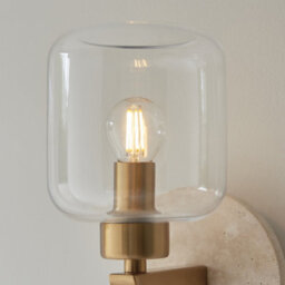 Luminosa Lighting Luminosa Travi Wall Lamp Natural Travertine, Vintage Brass & Clear Glass E14 - thumbnail 5