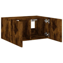 Berkfield Tv Wall Cabinet With Led Lights Smoked Oak 60X35X31 Cm - thumbnail 8