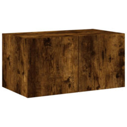 Berkfield Tv Wall Cabinet With Led Lights Smoked Oak 60X35X31 Cm - thumbnail 7