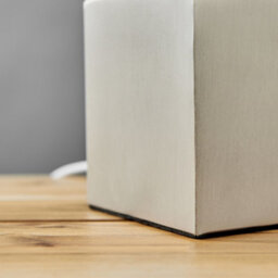 Valuelights Cubbie Modern Brushed Chrome Cube Touch Dimmer Bedside Table Lamp With White Shade - thumbnail 3