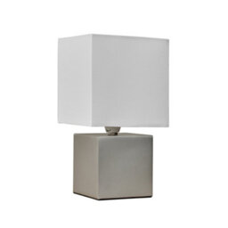 Valuelights Cubbie Modern Brushed Chrome Cube Touch Dimmer Bedside Table Lamp With White Shade - thumbnail 1