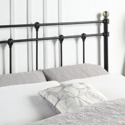 SlumberWorx Bayford Traditional Black With Brass Knobs Small Double Metal Bed Frame - thumbnail 3
