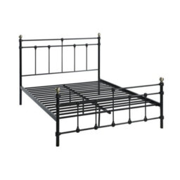 SlumberWorx Bayford Traditional Black With Brass Knobs Small Double Metal Bed Frame - thumbnail 6