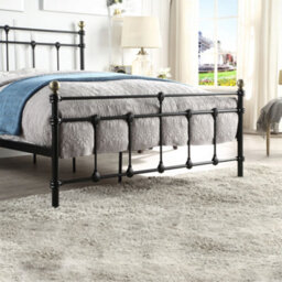 SlumberWorx Bayford Traditional Black With Brass Knobs Small Double Metal Bed Frame - thumbnail 5