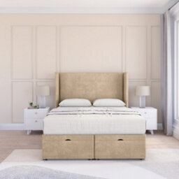 "Sloomy Devonshire Almond Conistan 5Ft Ottoman Bed End Opening With Sprung Memory Mattress & 54"" Headboard-King" - thumbnail 2