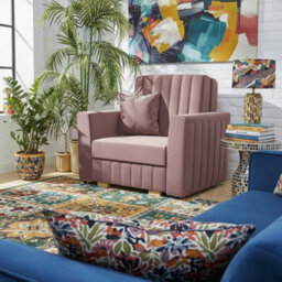 Viva Glam I Upholstered Sofa Bed For Living Room With Storage Chipboard Frame Wooden Slats 115X98X85Cm Pink - thumbnail 2
