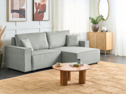 Beliani Corner Sofa Bed 3 Seater Karila Fabric Grey With Storage Left Hand - thumbnail 2