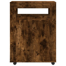 Berkfield Narrow Bathroom Cabinet With Wheels Smoked Oak Engineered Wood - thumbnail 4
