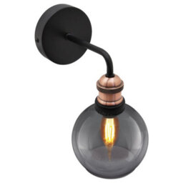 Long Life Lamps Company Industrial Glass Globe Smoked Grey Wall Light M0231 - thumbnail 3